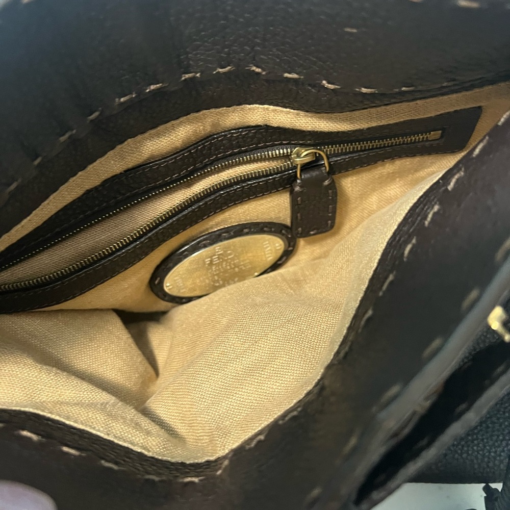 FENDI Vintage Brown Selleria Leather Large Tote Bag - Picture 15 of 17